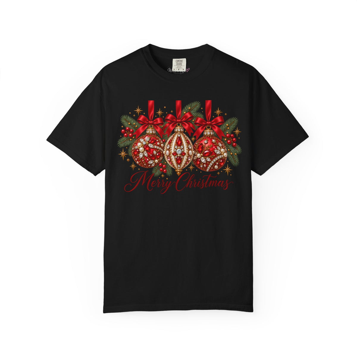 Merry Christmas Red Jeweled Ornament Tee