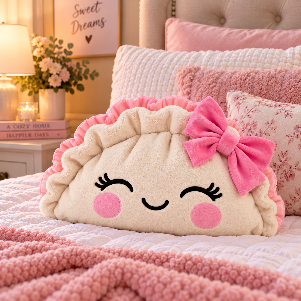 Kawaii Ruffle Dumpling Custom Shaped Pillow | Cute Plush Cushion