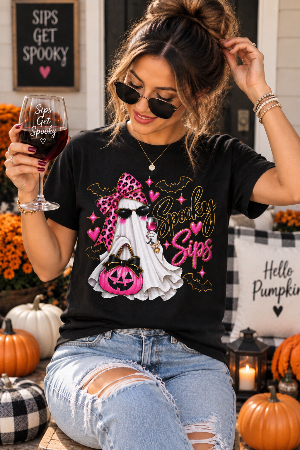 Spooky Sips Halloween Ghost Tee - Comfort Colors